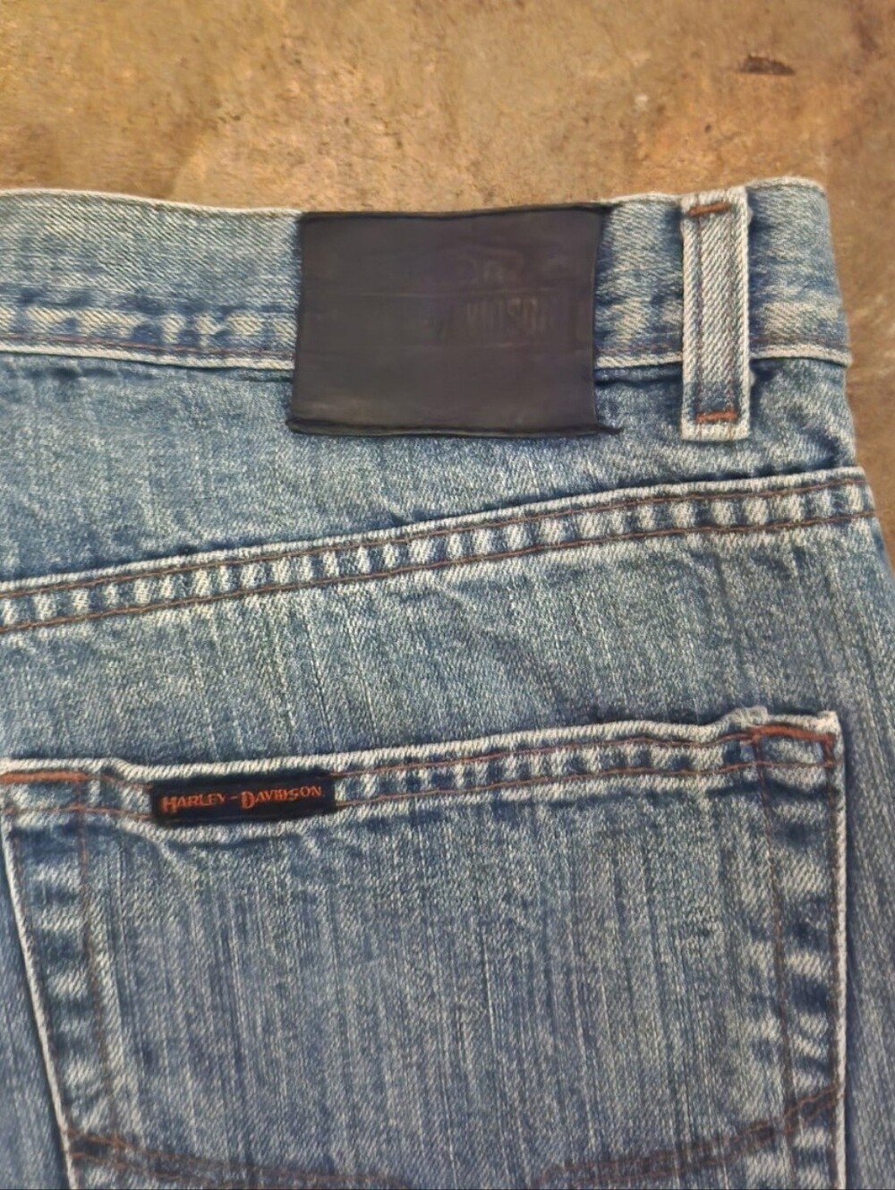 Harley-Davidson Men's Light Wash Straight Leg Denim Vintage Jeans